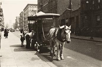 HELEN LEVITT (1913-2009) N.Y. (two women with dog) * N.Y. (man with hat) * N.Y. (horse-drawn cart).